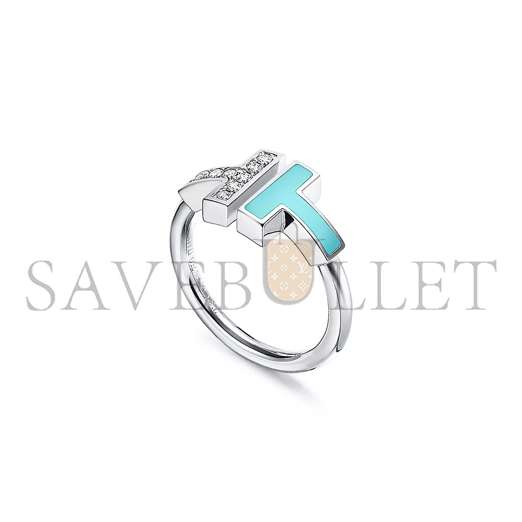 TIFFANY T DIAMOND AND TURQUOISE WIRE RING 64028146